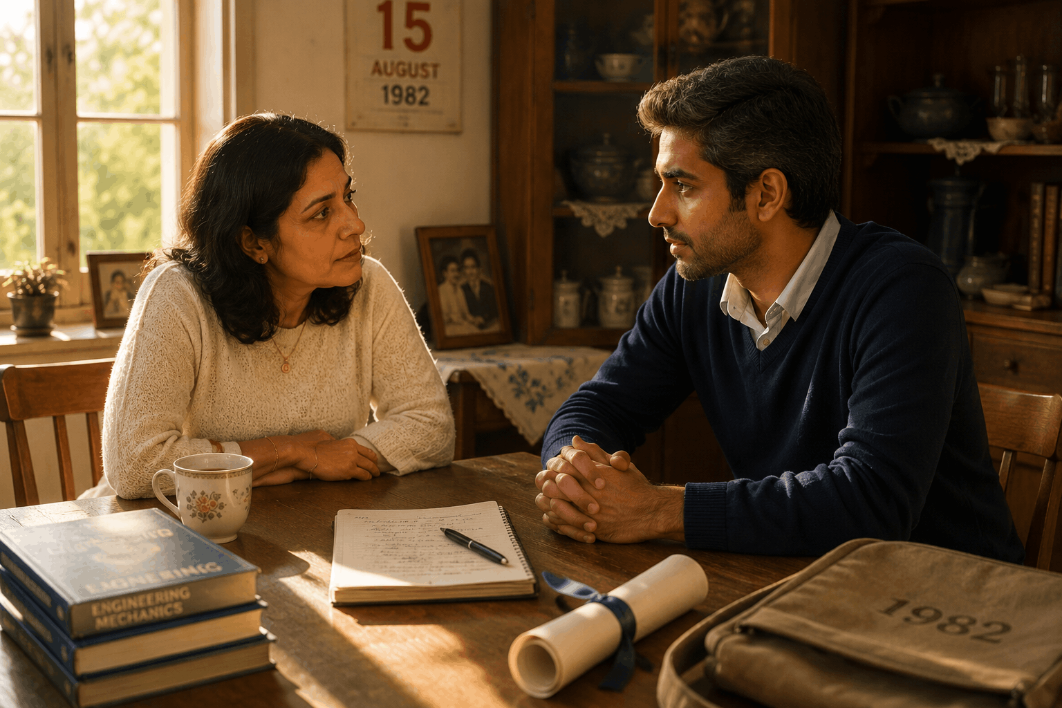 Family around a kitchen table sharing ideas